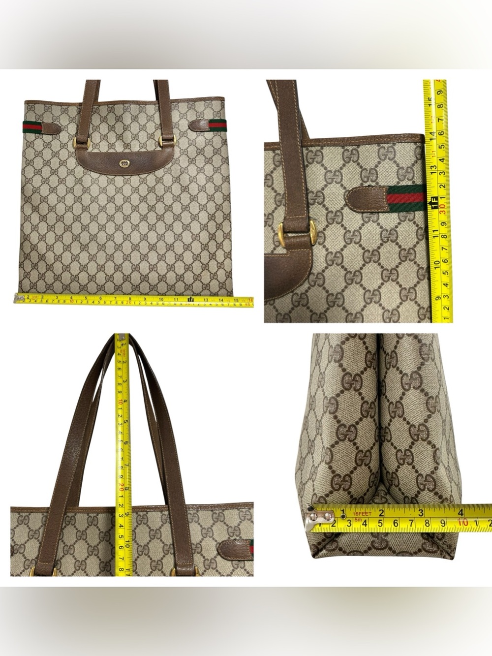 Gucci GG Supreme Web Canvas & Leather Sherry Line Tote Bag - Picture 13 of 16